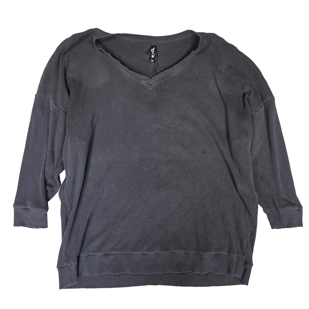 Torrid Sleep Womens Plus Size 2 Charcoal Grey Ribbed V-Neck Pajama Top 44500701